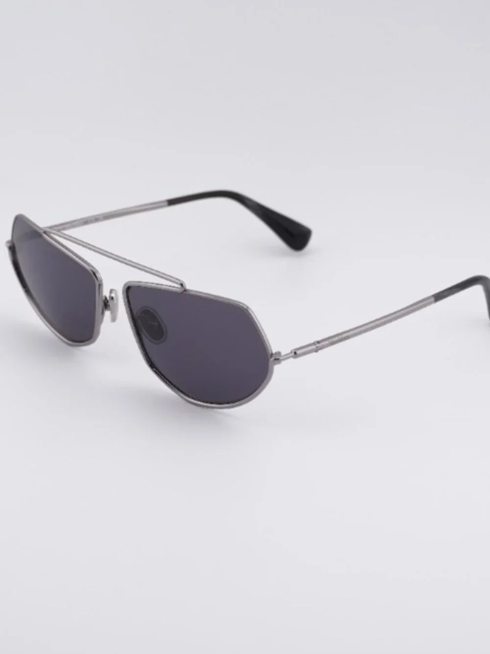 Max Mara MM0165 14A Joey Sunglasses Shiny Light Ruthenium Geometric Frame
